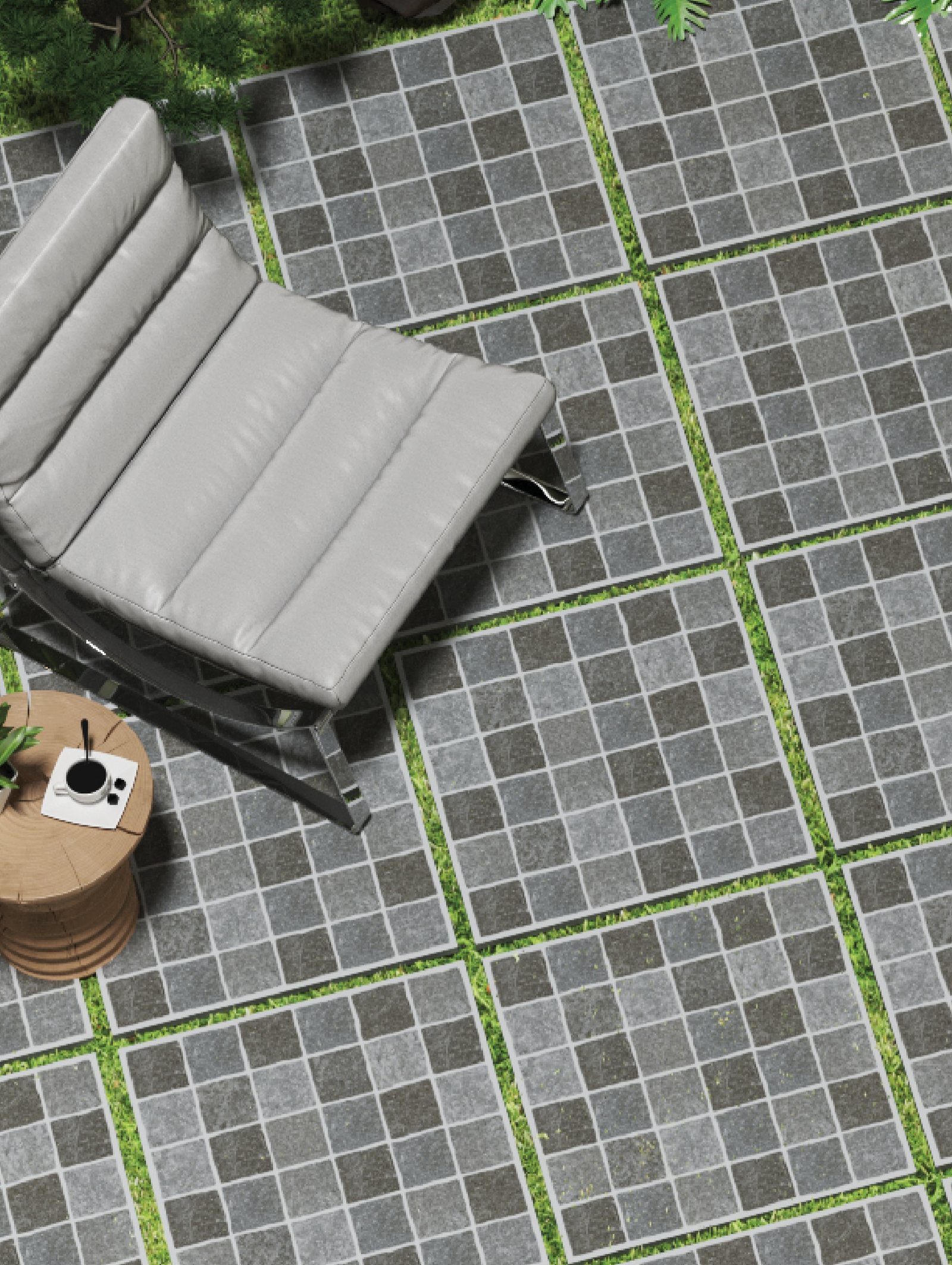 Street 60x60 cm pavers laid on a courtyard terrace