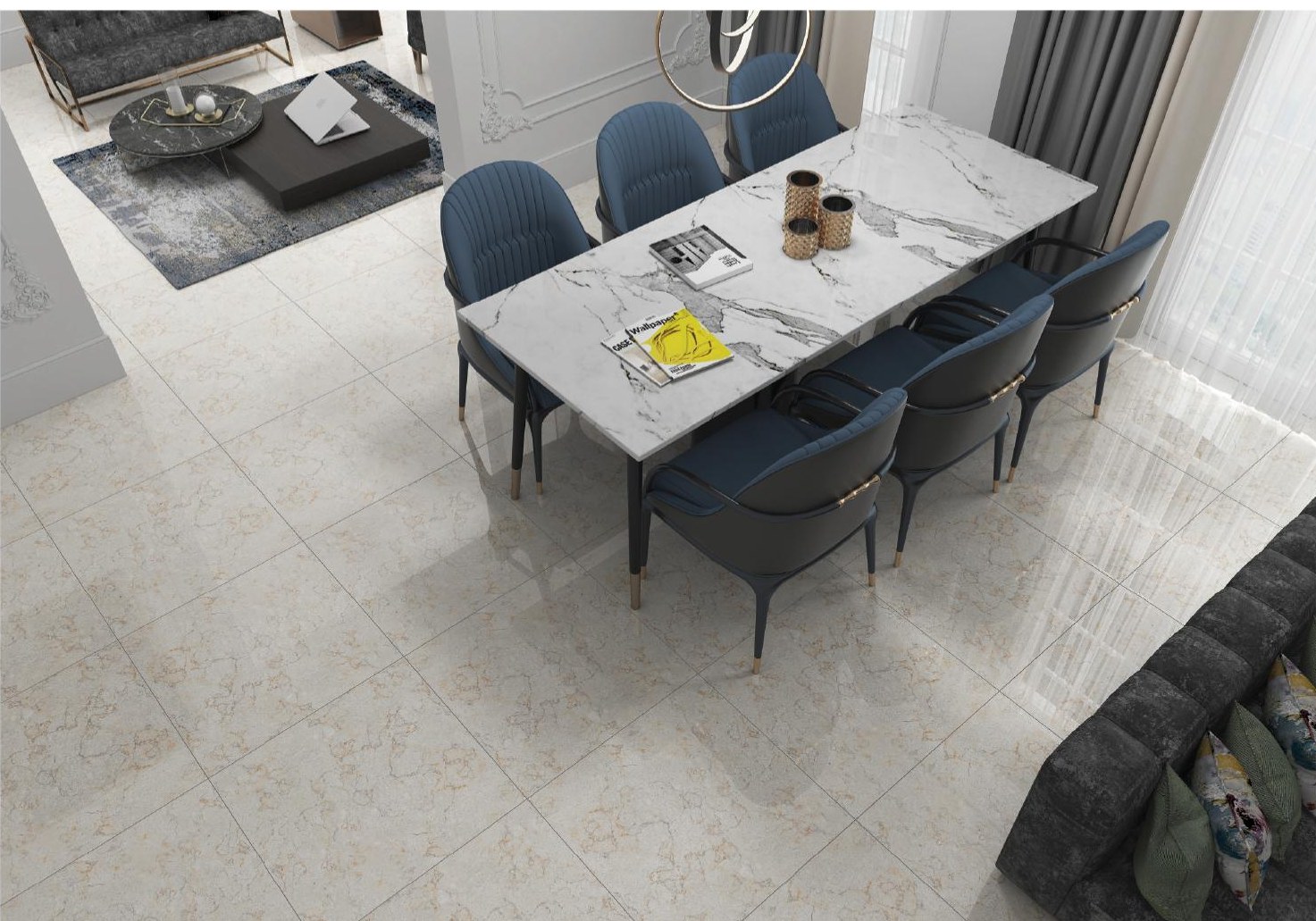 Ajax 60x60 cm tiles in a dining room