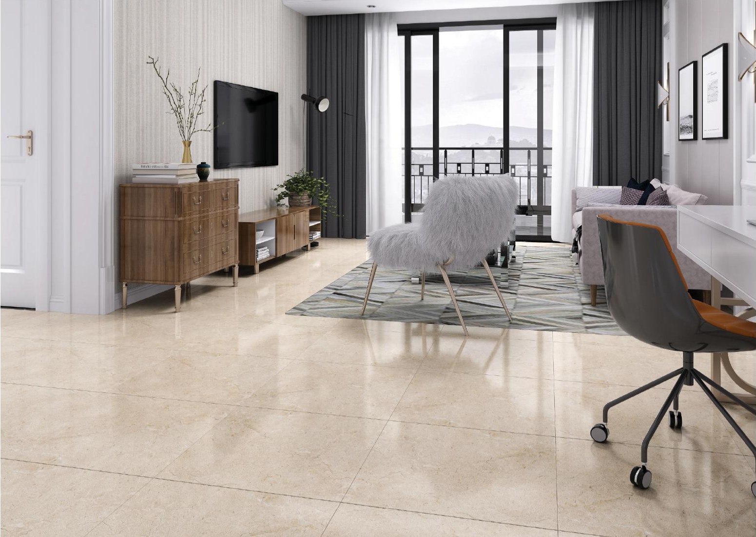 Alaves 60x60 cm tiles in a living room