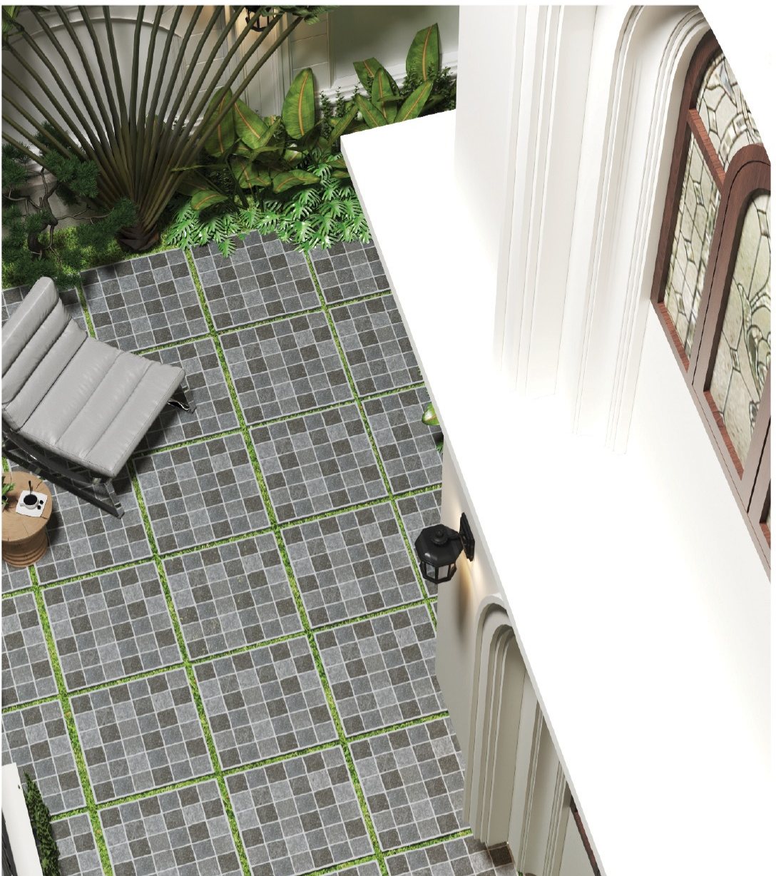 Street 60x60 cm pavers in an outdoor seating area