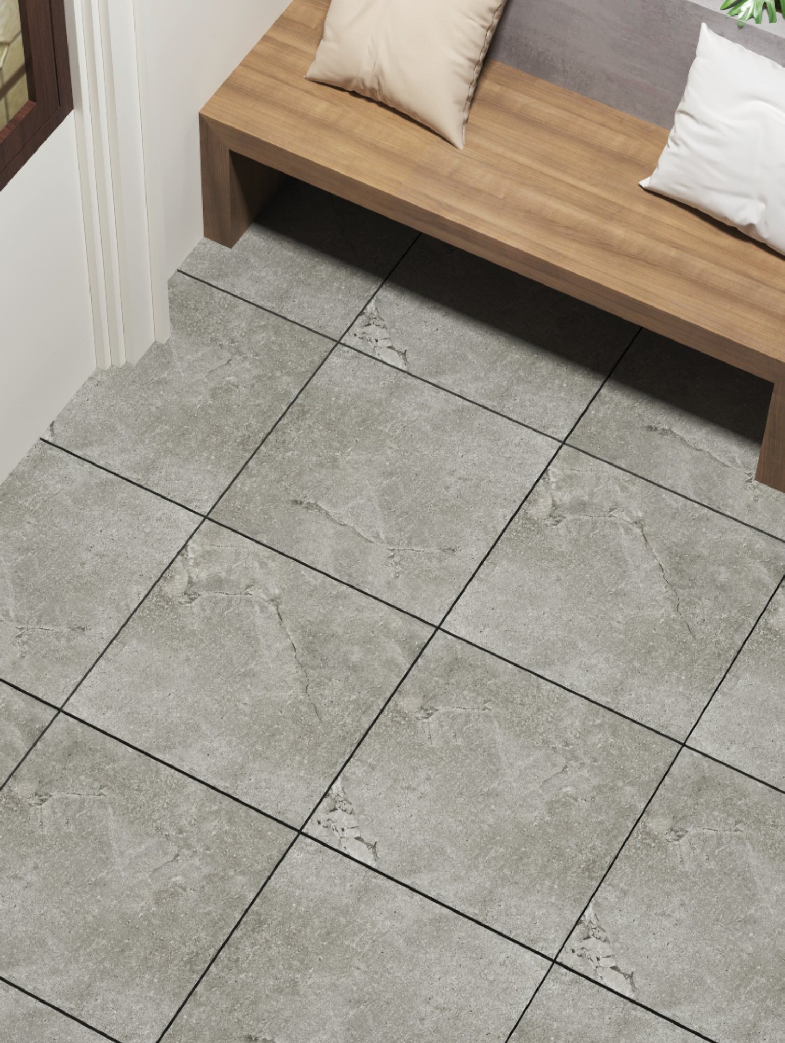 Boulder 60x60 cm anti-slip pavers in a covered terrace