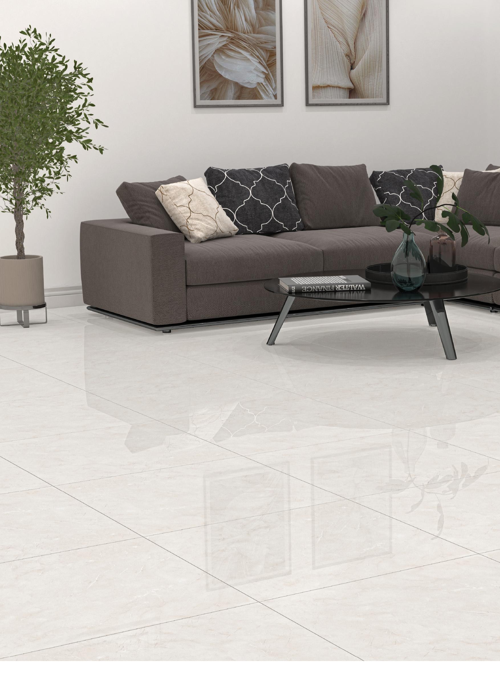 Basker 60x60 cm floor tiles installed