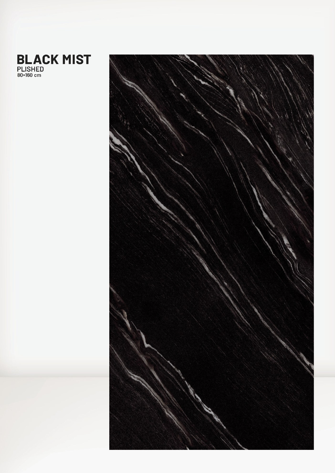 Black Mist polished 80x160 marble-effect tile