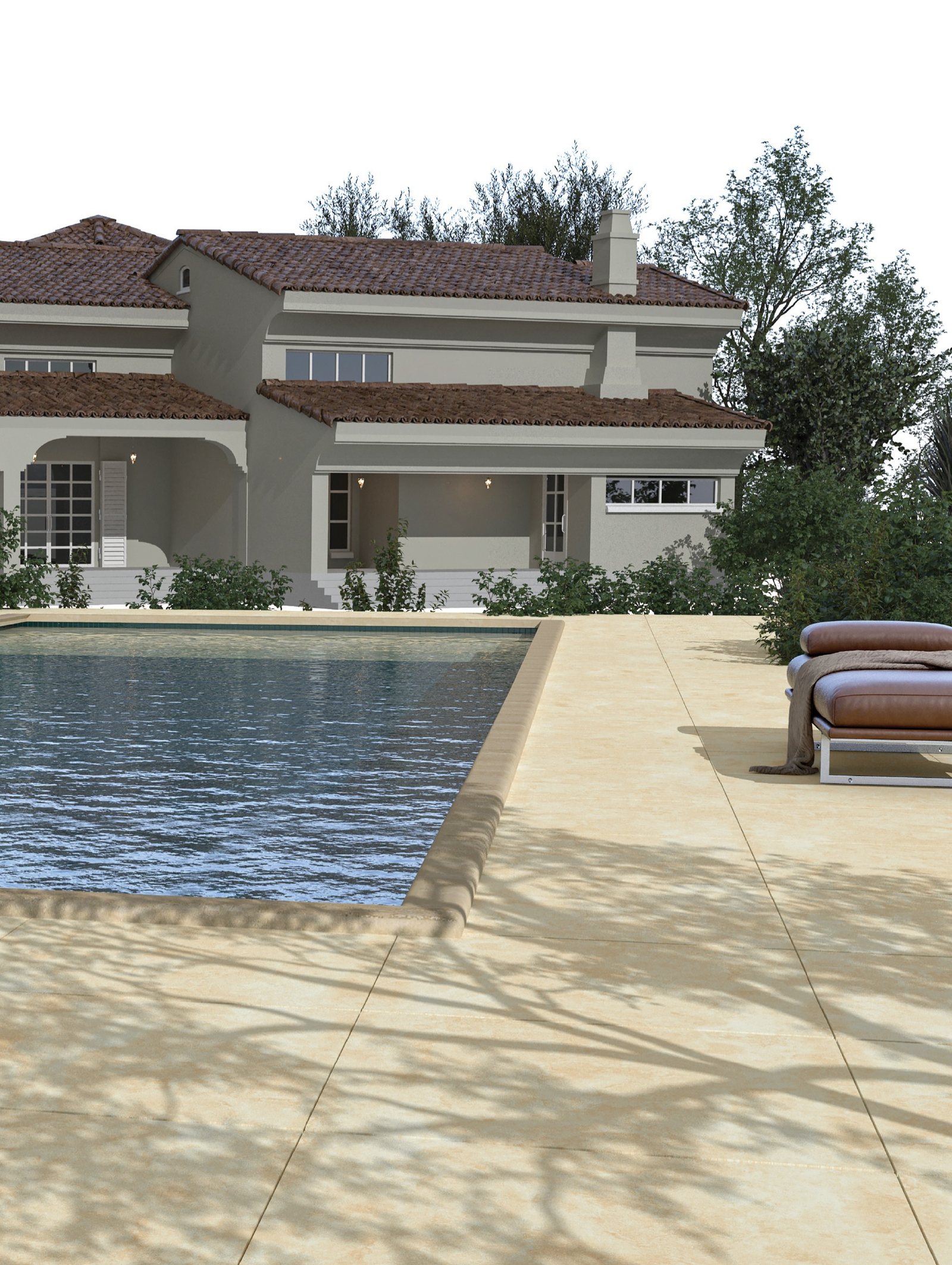 Arban 60x60 cm cream pavers around a villa swimming pool