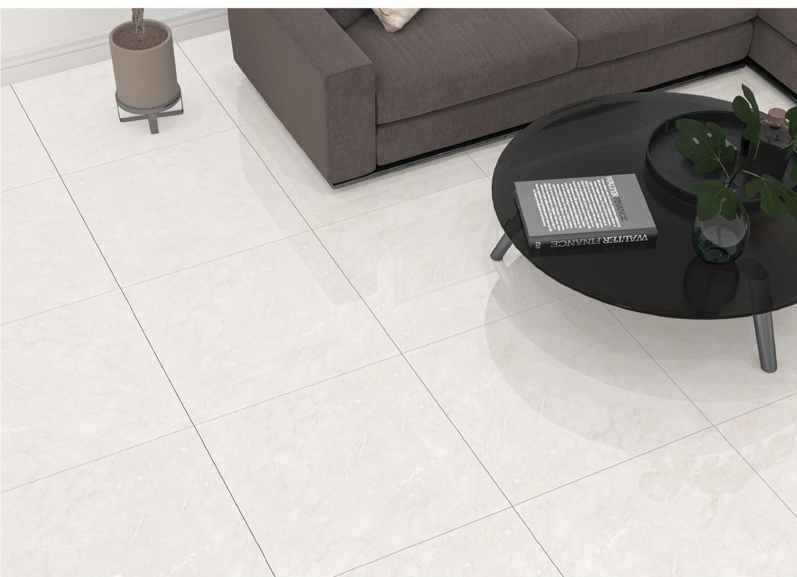 Basker 60x60 cm tiles in a living room